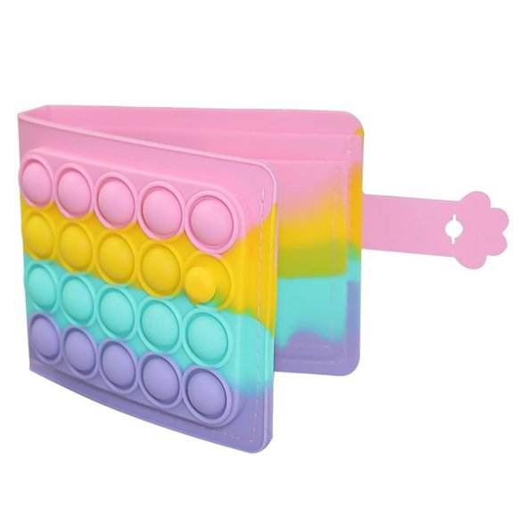 Bubble Pop Toy Fidget Bi Fold Wallet Rainbow Colors - Picture 3 of 6